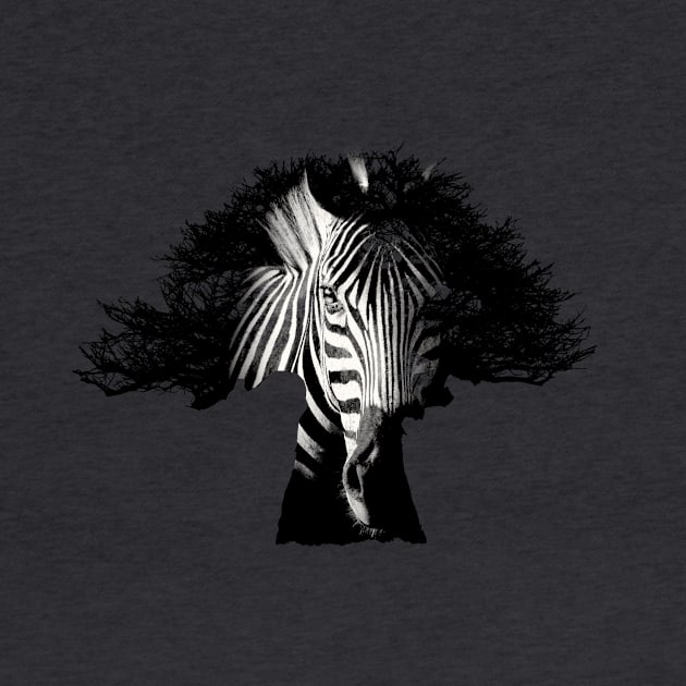 Baobab in Silhouette with Zebra Face Overlay by scotch